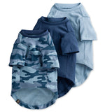 Pet Passion Toby II - The Perfect Tee, 3 Pack Short Sleeve Pet T-Shirt 100% Organic Cotton Tees Clothes for Small, Medium, Large Dogs, Navy Camo, Small (10-25 lbs)