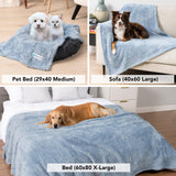 PetAmi Fluffy Soft Dog & Cat Blanket, Blue Sherpa Fleece, Calming Pet Blanket Throw for Bed & Sofa, X-Large 60x80