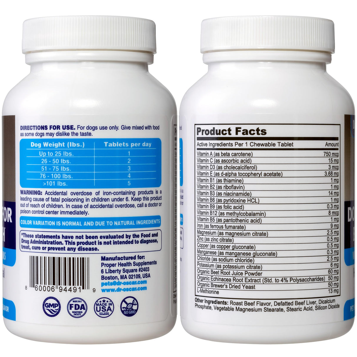 3in1 Blood Aid, Immunity & Energy for Dogs, Iron Supplement for Dogs, Helps Maintain Blood Health, Normal Red Cells Levels & Normal Clotting Function, 120 Tablets