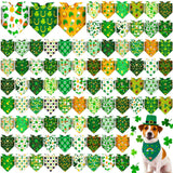 Youyole 120 Pcs Dog St. Patrick's Day Bandana Bulks Shamrocks Dog Bandanas Green Pet Scarf Soft Cat Triangle Scarfs Pet Bandana Green Hat Gnome Bibs for Small and Medium Breed