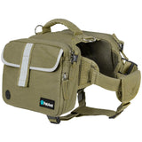 PetAmi Dog Backpack for Medium Large Dogs, Dog Saddle Bag For Dogs to Wear, Tactical Harness Saddlebag with Reflective Safety Side Pockets for Hiking Camping Vest Dog Pack Travel (Olive Green, Medium)
