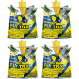Qualirey 4 Pack Fly Traps Outdoor Hanging, Disposable Fly Killer Trap Bag Catcher for Outside Farms, Pastures, Chicken Coops, Stables, Barns, Horse, Garbage Cans, Garbage Ponds, Yard, Backyard, Patio