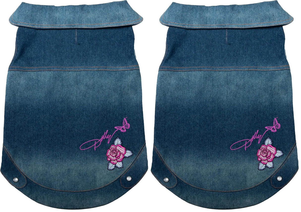 Dolly Doggy Parton Blue Denim Jacket with Collar for Dogs, Dog Apparel (Pack of 2)