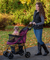Pet Gear No-Zip Happy Trails Lite Pet Stroller for Cats/Dogs, Zipperless Entry, Easy Fold with Removable Liner, Safety Tether, Storage Basket + Cup Holder, 4 Colors
