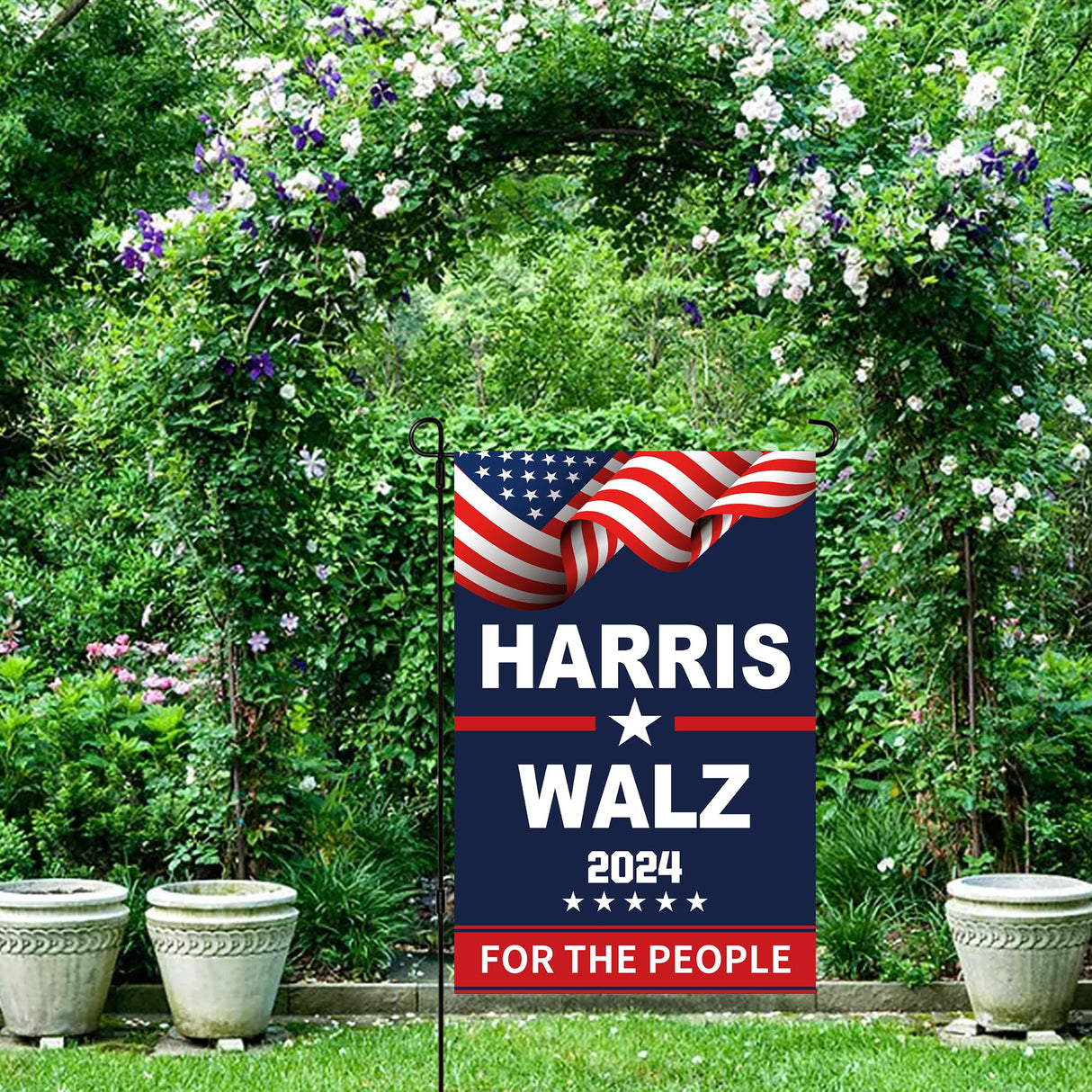 Double Sided Kamala Harris Waltz 2024 Garden Flag Kamala Harris 2024 for President Garden Flags 3Ply 12x18Inch Harris Waltz for the People Flag for Garden Yard Decor