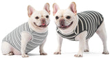 Knuffelen Dog Shirts Vest Cotton Striped T-Shirt, Sleeveless Stretchy Pet Clothes for Small Dogs, 2-Pack Soft Breathable Puppy Tank Top Cat Tee (Large, Black,Gray)