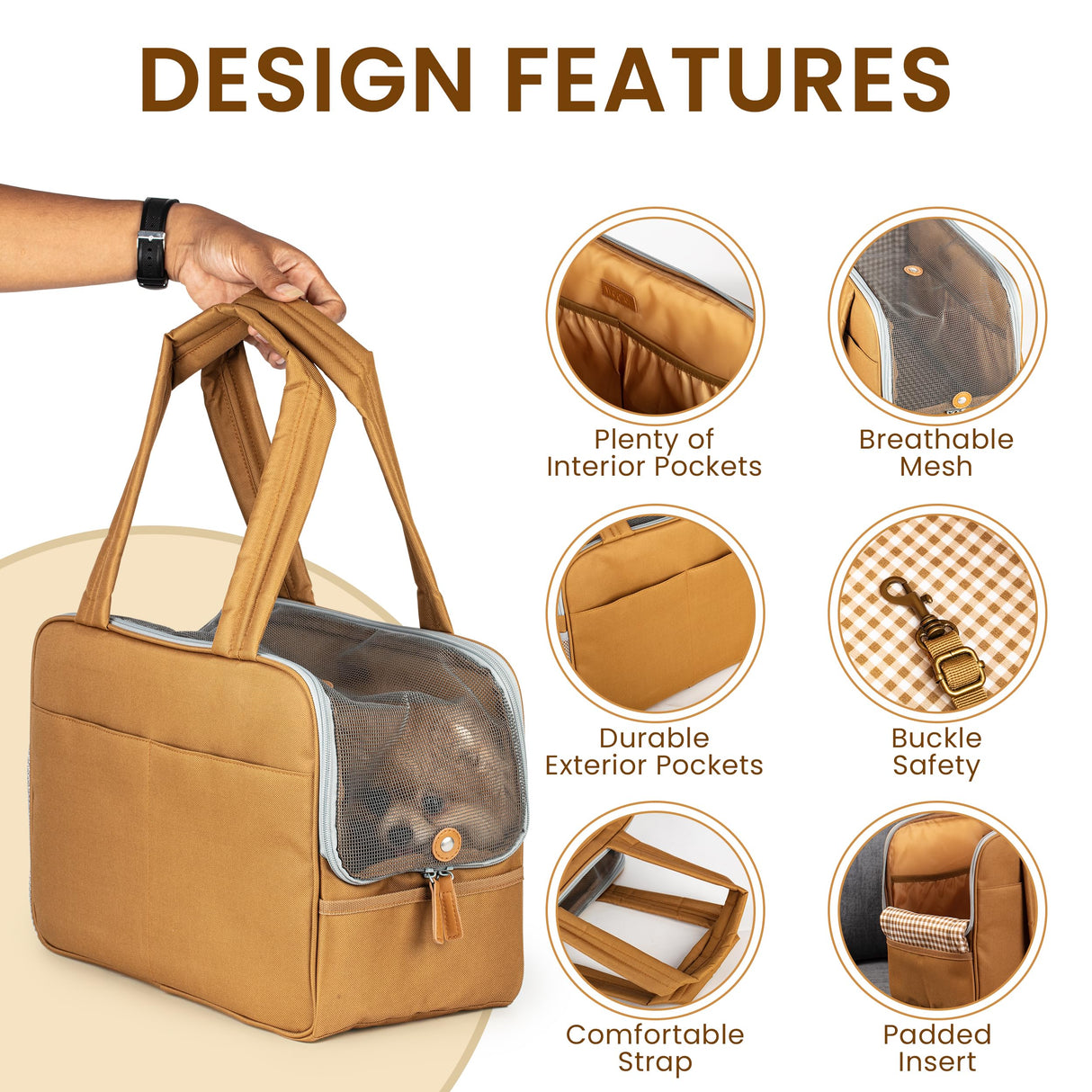 Dog Purse Carrier for Small Dogs – Cotton Padded Interior, Multiple Pockets, Breathable Mesh & Comfortable Strap – Durable Polyester Travel Bag, Lightweight Cat Carrier - Versatile Small Pet Bag