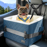 PETSFIT Pet Car Seat for Small Dogs, Soft Foam Dog Booster Car Seat with Patented Safety Buckles, Storage Pockets and Detachable Clip-On Safety Leash, Dog Carseat for Small Dogs Under 30 LBS (Blue)