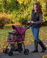 Pet Gear No-Zip Happy Trails Lite Pet Stroller for Cats/Dogs, Zipperless Entry, Easy Fold with Removable Liner, Safety Tether, Storage Basket + Cup Holder, 4 Colors