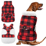 ORZECHKO Dog Winter Coat - Windproof Fleece Warm Thick Dog Jacket Clothes for Cold Weather - Plaid Pet Vest Coat Outfits for Small Medium Large Dogs - Indoor & Outdoor Use (S-XXL)
