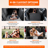 Dog Back Seat Cover Hard Bottom - 2025 Upgraded Materials - 6.4mm Support Boards Holds 400lbs - Waterproof Dog Hammock for Car, SUV & Truck - Pet Seat Cover for Back Seat - Backseat Extender for Dogs