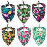 ADOGGYGO Summer Hawaii Dog Bandana, 6 Pack Flamingo & Fruit Pattern Triangle Summer Bandanas for Extra Large Dogs Pets (X-Large)