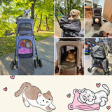 Double Dog Stroller, Foldable 3-in-1 Cat Strollers with 2 Detachable Carriers, Safety Belt, Washable Cover, Removable Pads, 4 Wheels Travel Pet Stroller for Small Medium Dogs(Grey)