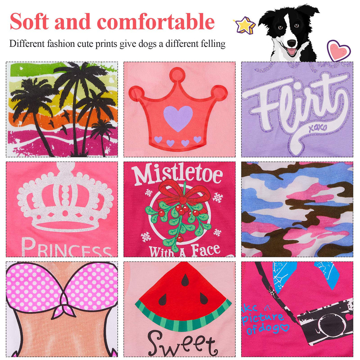 9 Pieces Printed Pet Shirts Cute Dog T Shirts Summer Puppy T Shirt Soft Breathable Pet Sweatshirt for Small Medium Dogs Puppy Cats(Watermelon Pattern,M)
