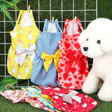 Frienda 6 Pieces Bowknot Princes Puppy Dog Dress Floral Vest Skirt Summer Pet Dress Dog Cute Rosette Sundress Apparel for Puppy Cat Pet(M)