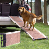 Dog Ramp for Car - Stable Anti-Slip Dog Car Ramp for Large Dogs - 63" Long & 15" Wide - 250LBS Capacity - Telescoping Pet Ramp - Lightweight - Reflective Sides - Fixing Clip - Desert Sand