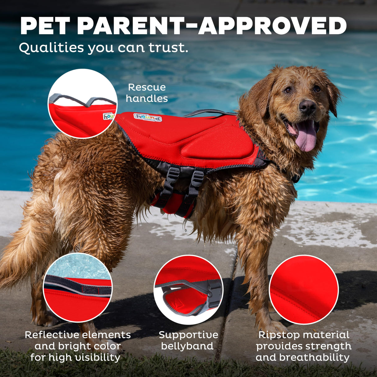 Outward Hound Dawson Swim Red Dog Life Jacket, Large