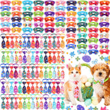 Chunful 150 Pcs Easter Dog Bow Ties Collars Bulk Easter Adjustable Cat Dog Bowtie Neckties Collars Set Basic Bow Tie for Small Medium Pet Grooming Accessories
