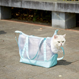 Vinqki Visible Comfort Cat Sling Carrier for Small Cats 3-8lb,Mesh Dog Sling for Small Dogs and Cats-Light & Breathable Cat Carrier Pouch,Soft Puppy Purse with Adjustable Shoulder Strap(Light Gray)