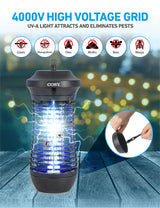 COBY Outdoor Bug Zapper 18W, Covers Half an Acre, Electric Bug Zapper