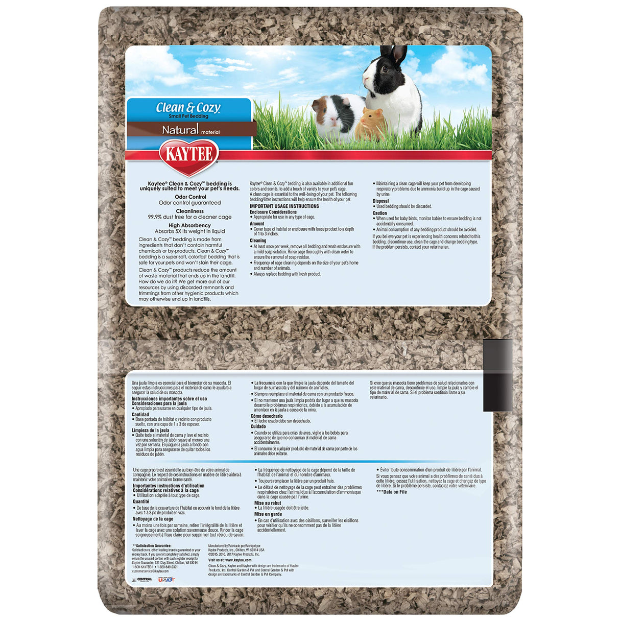 Kaytee Clean & Cozy Natural Paper Bedding, Made for Small Animals, 100 Liters