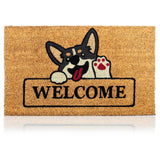 Welcome Dog - 17"x29" - Coir Door Mat with Heavy Duty Backing - Welcome Mats for Entryway, Porch - Anti-Slip PVC & Coconut Fiber Surface - Natural Home Accessories, Minimalist Original Design
