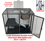 Deluxe Two Tiers Small Animal Critter Cage Tight 1/2-Inch Bar Spacing Water Bottle Food Bowl Feisty Ferret Hammock Chinchilla Rat Mice Squirrel Rabbit Sugar Glider Easy Clean Pull Out Grate Tray