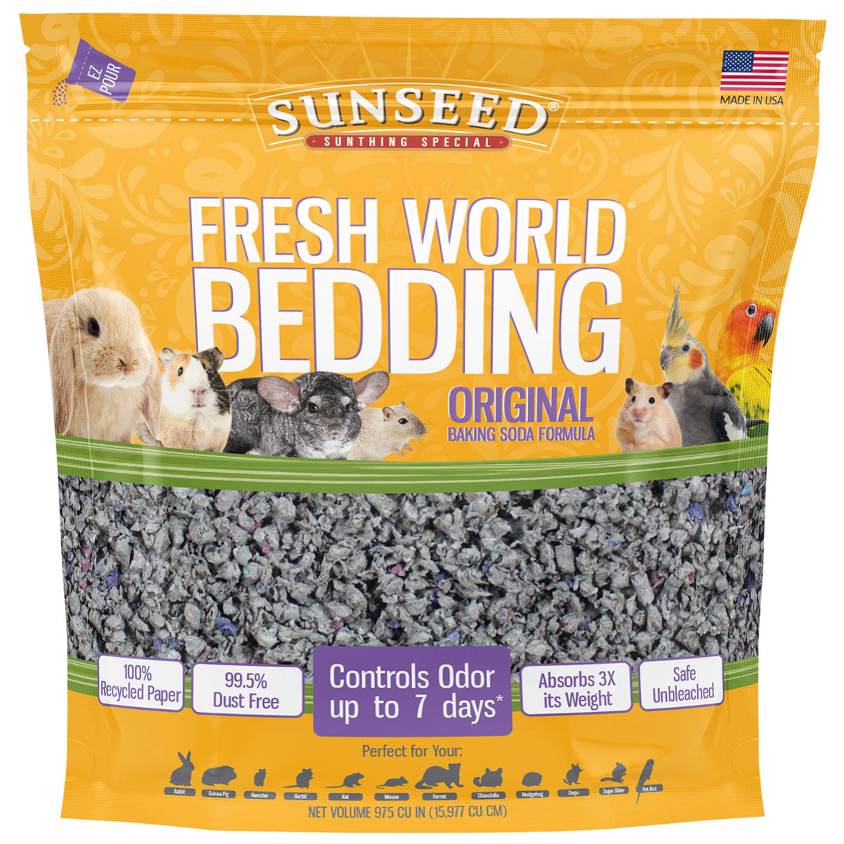 Vitakraft Sunseed 18221 Fresh World Bedding for Small Animals, Original Gray - 975 Cubic Inch