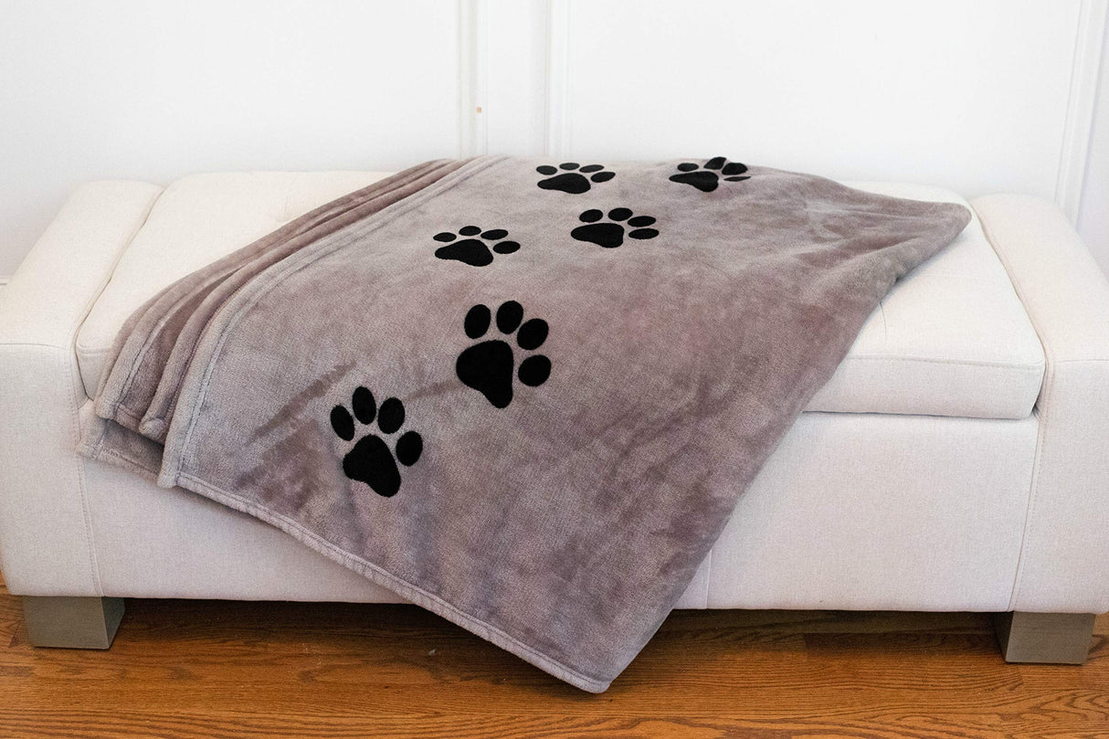 Pawprints Left by You Pet Memorial Blanket with Heartfelt Sentiment - Comforting Pet Loss/Pet Bereavement Gift