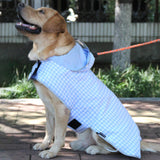 MAMORE Dog Raincoat Reversible,Waterproof Dog Rain Coat Hooded Slicker Poncho with Reflective Strip, Plaid Double Layer Rain Jacket for Small Medium Large Dogs (Light Blue, Large(22-37lb))