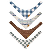 Remy+Roo Large Dog Bandanas - 4 Pack Ryan Set | Premium Durable Adjustable Polyester Fabric | Patented Shape Boy Dog Bandana, Trendy Pattrens | Pack of Thanksgiving Bandanas for Dogs