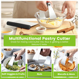 Dough Blender & Pastry Cutter Tool, Stainless Steel Pastry Blender & Bench Scraper for Pizza, Nut, Pie - Multipurpose Dough Cutter & Scraper Tool for Baking with Soft Grip Handles - Black