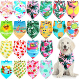 Frienda 20 Pcs Summer Spring Dog Bandanas Hawaiian Style Washable Triangle Pet Bibs Assortment Puppy Kerchief Accessories for Small Medium Pets Dogs Cats(Large)