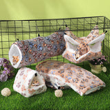Abbylike 9 Pieces Rat Hammock 3 Tier Guinea Pig Ferret Hammocks Small Pet Hanging Tunnel Glider Toy Guinea Pig Ferret Hideout Bed Cage Accessories for Hamster(Light Brown, White, Black,Paw)