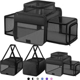 Top and 2 Sides Expandable Cat Carrier 18x11x11, TSA Airline Approved Dog Carriers for Small Dogs, Soft-Sided Pet Carrier with Self-Locking Zippers for Kitten,Rabbit, Puppy, Guinea Pig Black