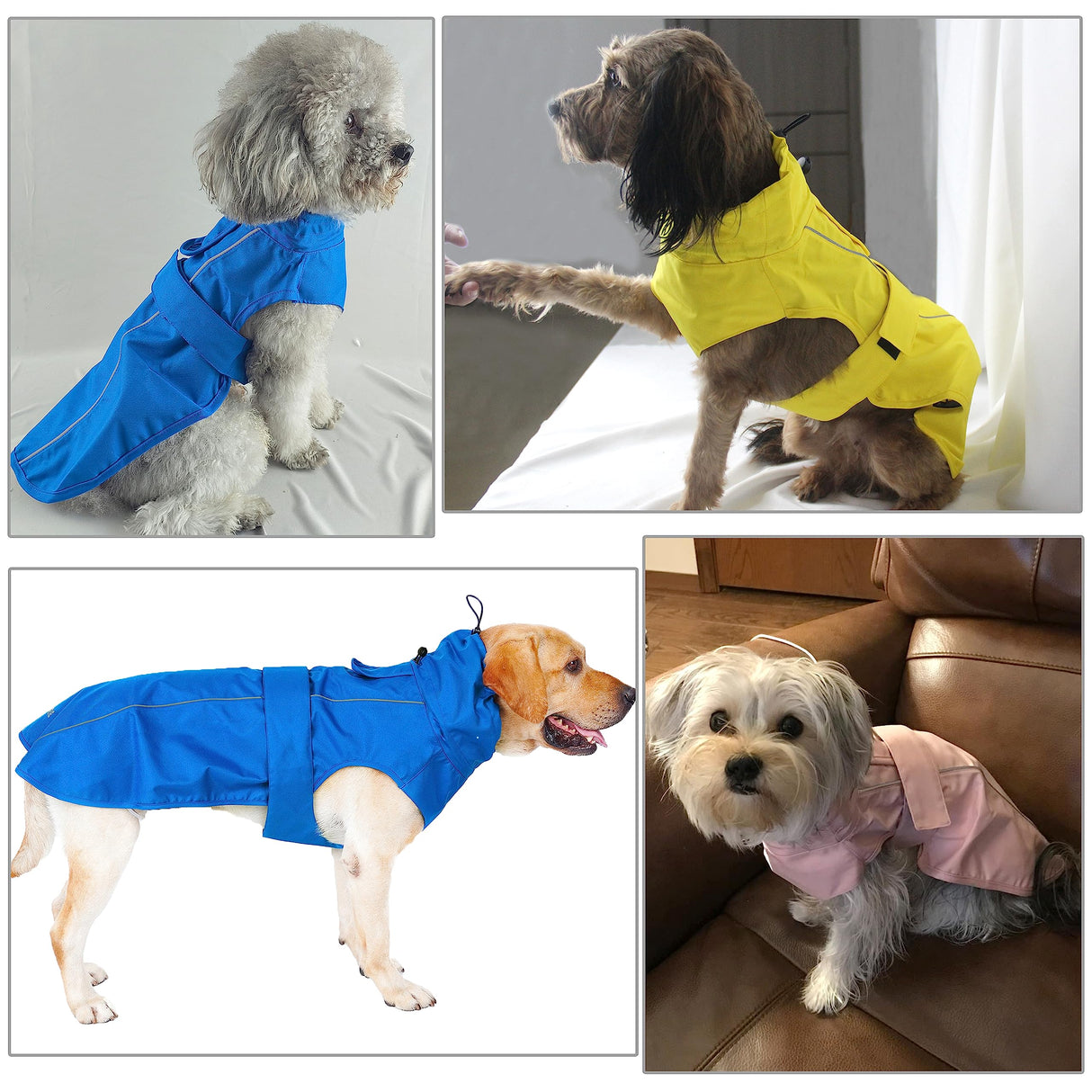 Adjustable Waterproof Dog Raincoat for Dogs,Lightweight Pet Rain Jacket Puppy Clothes with Reflective Strip for Small Medium Large Dogs (Yellow, Large)