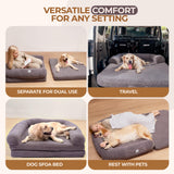 2 in 1 Human Dog Bed for Adult Foldable – Waterproof, Orthopedic Foam, Machine Washable Sherpa Cover, Non-Slip Base – Human Size Dog Bed (Dolphin Gray, 72x44x11)