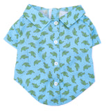 THE WORTHY DOG Al The Gator Printed Dog Shirt – Soft Polyester Pet Shirt with Faux Button Placket, Touch Fasteners & Machine Washable - Blue, XX-Large