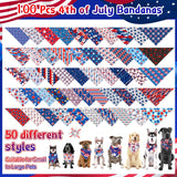 Paterr 100 Pieces Patriotic Dog Bandanas Bulk 4th of July Independence Day Pet Handkerchief Memorial Triangle Bibs Kerchief Adjustable Washable Pet Scarf Accessory for Small Medium Puppy Cats