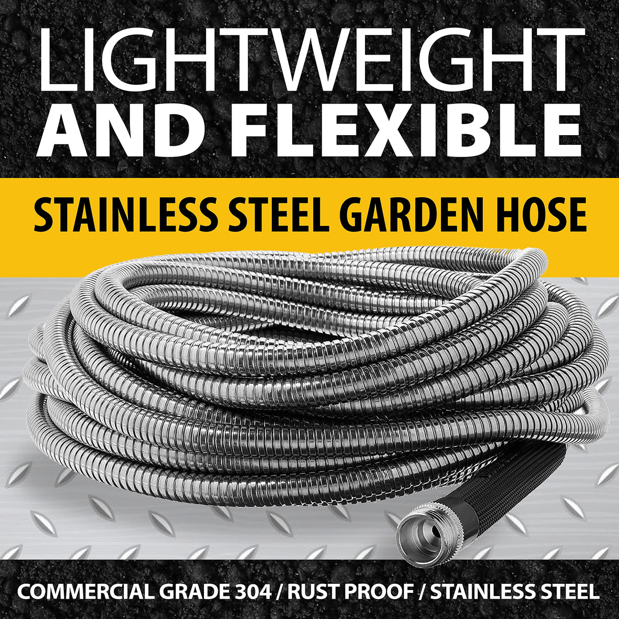 BIONIC STEEL 75 FT Garden Hose with Nozzle, 304 Stainless Steel Metal Water Hose 75Ft 500 PSI