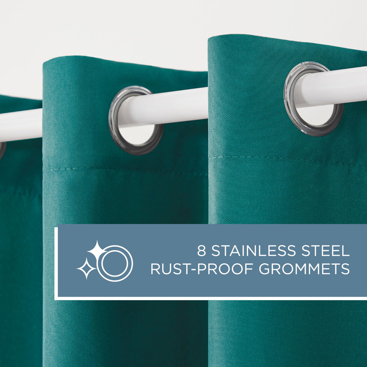 TOWN & COUNTRY BASICS Cabana Solid Heavyweight Indoor Outdoor Curtains, Light Filtering Opacity with Grommet Top, Water Repellent, 2-Pack Set, 54"x108", Dark Teal