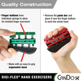 CanDo Digi-Flex Hand and Finger Exerciser Green - Medium Tension - For Dexterity, Strength, and Flexibility for Fingers, Hands, and Forearms