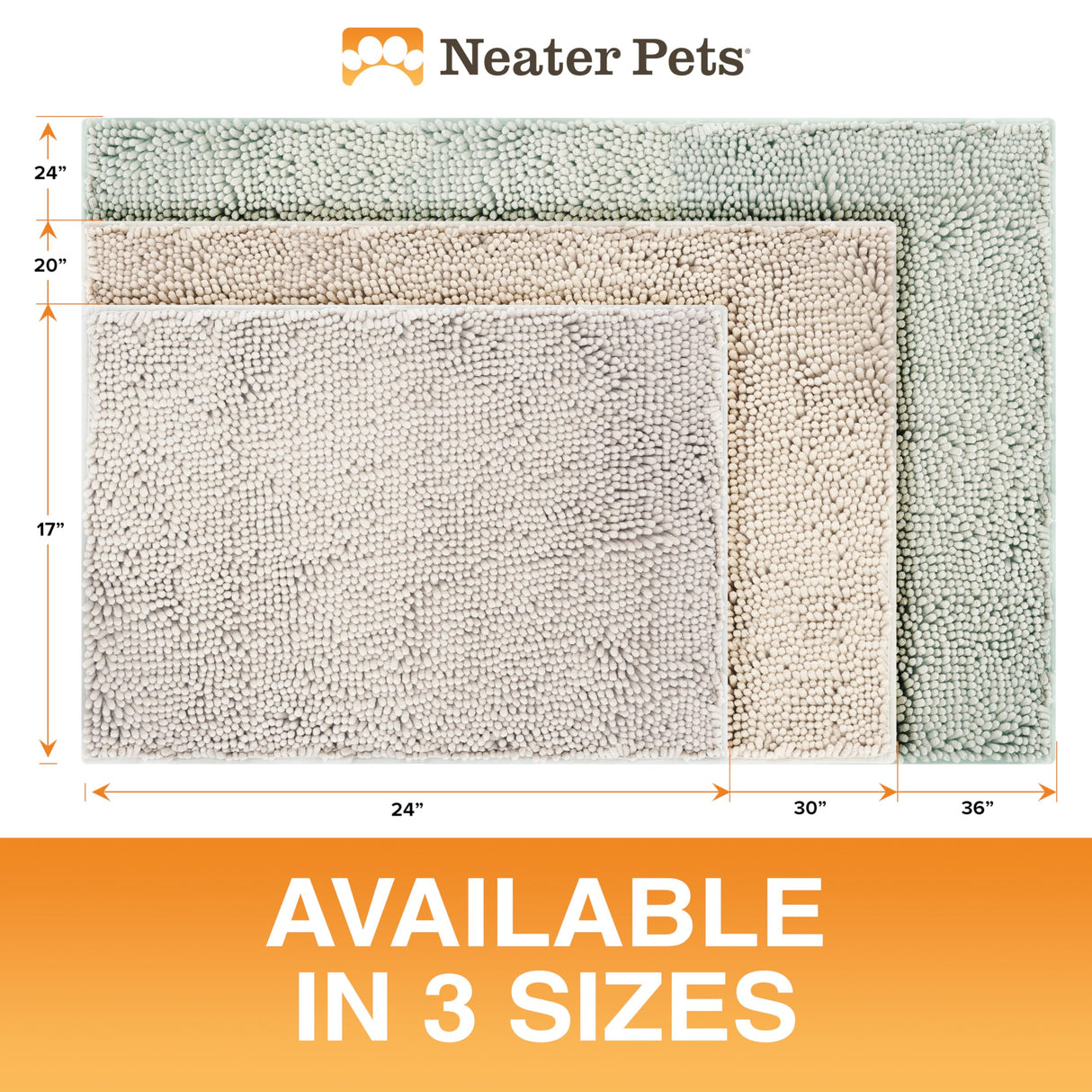Neater Pets Muddy Paws Dog Door Mat 24” x 17” – Super Absorbent & Quick-Dry Chenille Doormat for Trapping Dirt, Water, Mud - Non-Slip & Machine Washable Pet Rugs for Entryway, Indoor Mud Mats, Green
