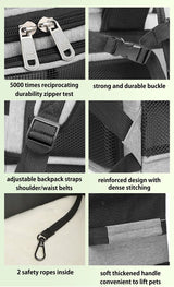 Double Cat Carrier, Cat Backpack Carrier for 2 Cats, Multi Dog Backpack, Two Cat Carrier with 7 Ventilation Windows, Built-in Frame and Support Plate, Safety Straps, Collapsible, Perfect for Travel