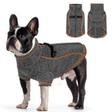 Vitiswap Reflective Dog Jacket, Warm Dog Fleece Sweater Zip Up Sweaters for Small Dogs Clothes Boy Cold Weather Coats with D-Ring for Leash, Grey Large