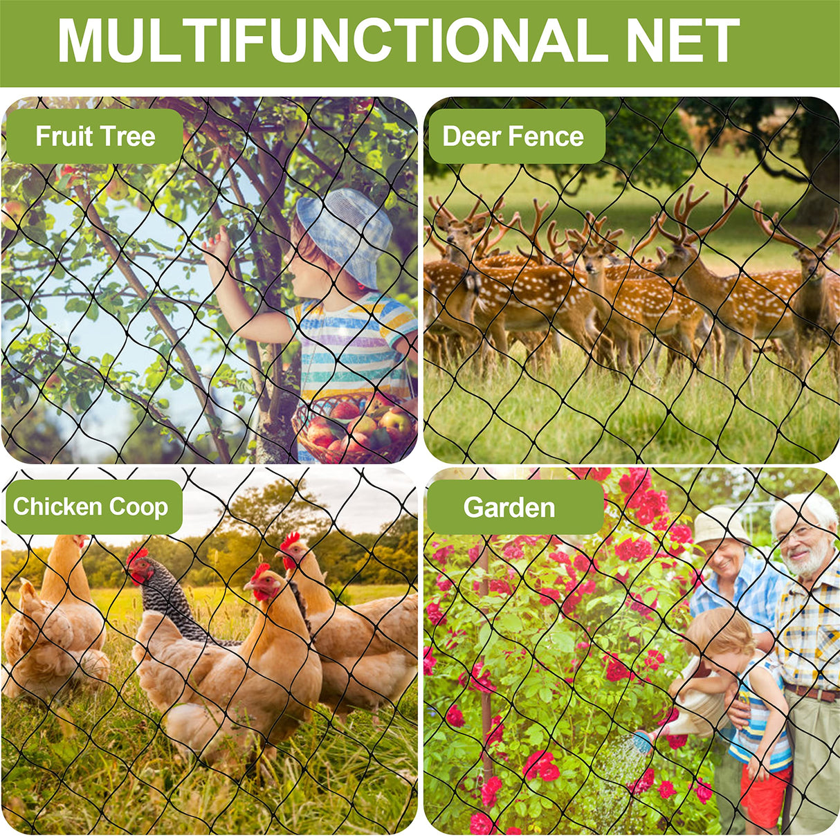 ZL 25' X 50' Net Netting for Bird Poultry Aviary Game Pens New 2.4" Square Mesh Size…