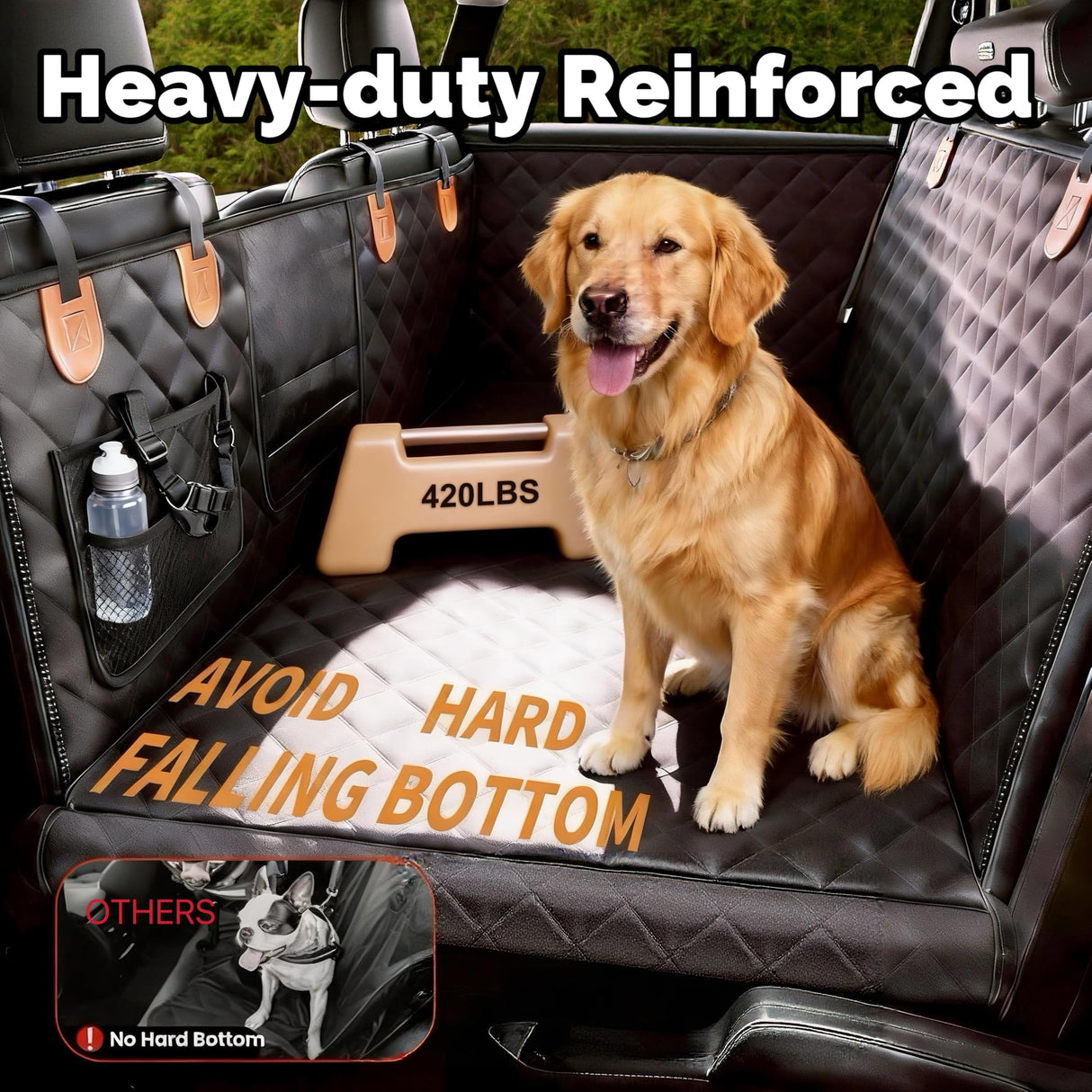 VOYURAN Back Seat Extender for Dogs with Hard Bottom, Dog Car Seat Cover for Back Seat, Waterproof Backseat Dog Extender & Hammock, Fits Most Cars, SUVs &Trucks, Medium&Large Dogs