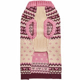 Blueberry Pet Heart Designer Chic Turtleneck Fair Isle Fall Winter Pullover Dog Sweater in Pink, Back Length 10", Warm Clothes for Small Dogs