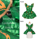 Fitwarm St Patricks Day Ruffle Dog Dress, Lucky Dog Clothes for Small Dogs Girl, Funny Pet Outfit, Green, Orange, Small