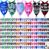 Locmeo 200 Pcs Dog Bandana Bulk Summer Plaid Grooming Pet Bandanas with Cute Sayings for Small to Large Dog Puppy Scarf Spring Holiday Costume Birthday Supplies for Small to Large Cats(Adorable Style)